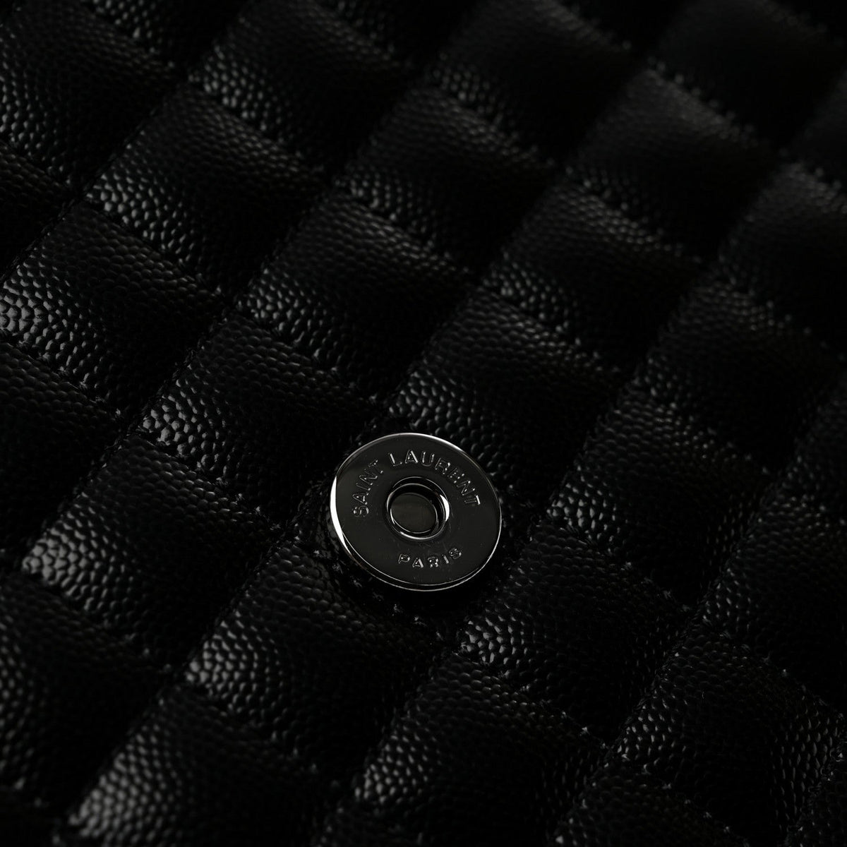 Grain De Poudre Textured Mixed Matelasse Large Triquilt Monogram Monochrome Satchel Black