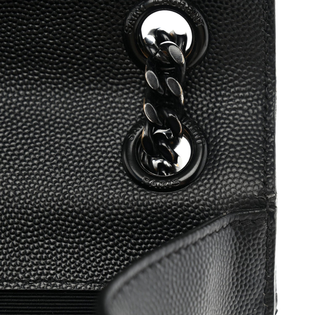 Grain De Poudre Textured Mixed Matelasse Triquilt Medium Monogram Monochrome Satchel Black