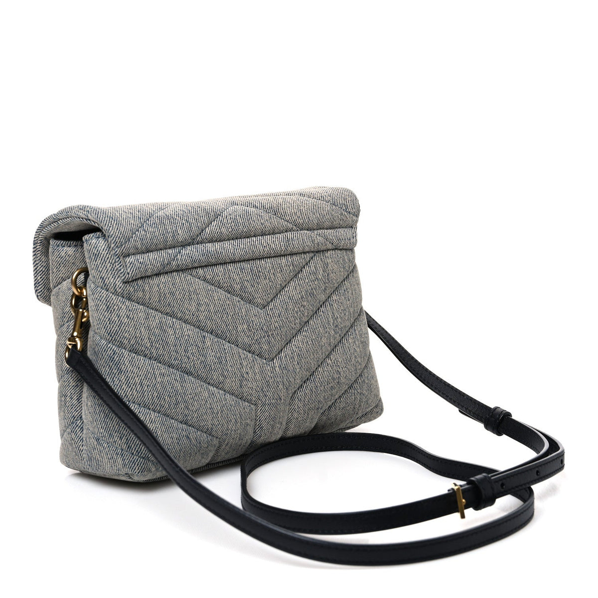 Denim Y Quilted Monogram Toy Loulou Crossbody Bag Grey