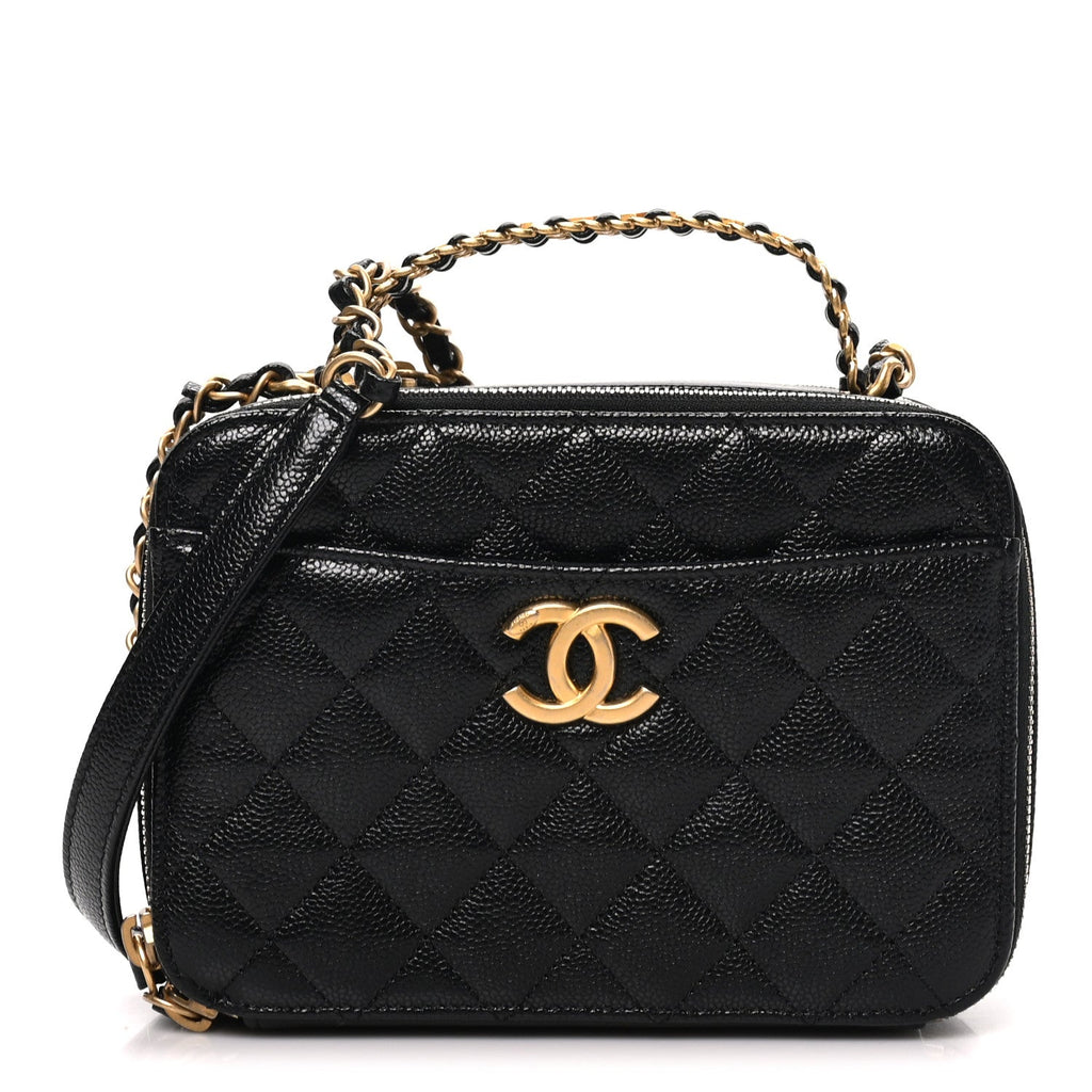 Caviar Quilted Small Pick Me Up Vanity Case Black
