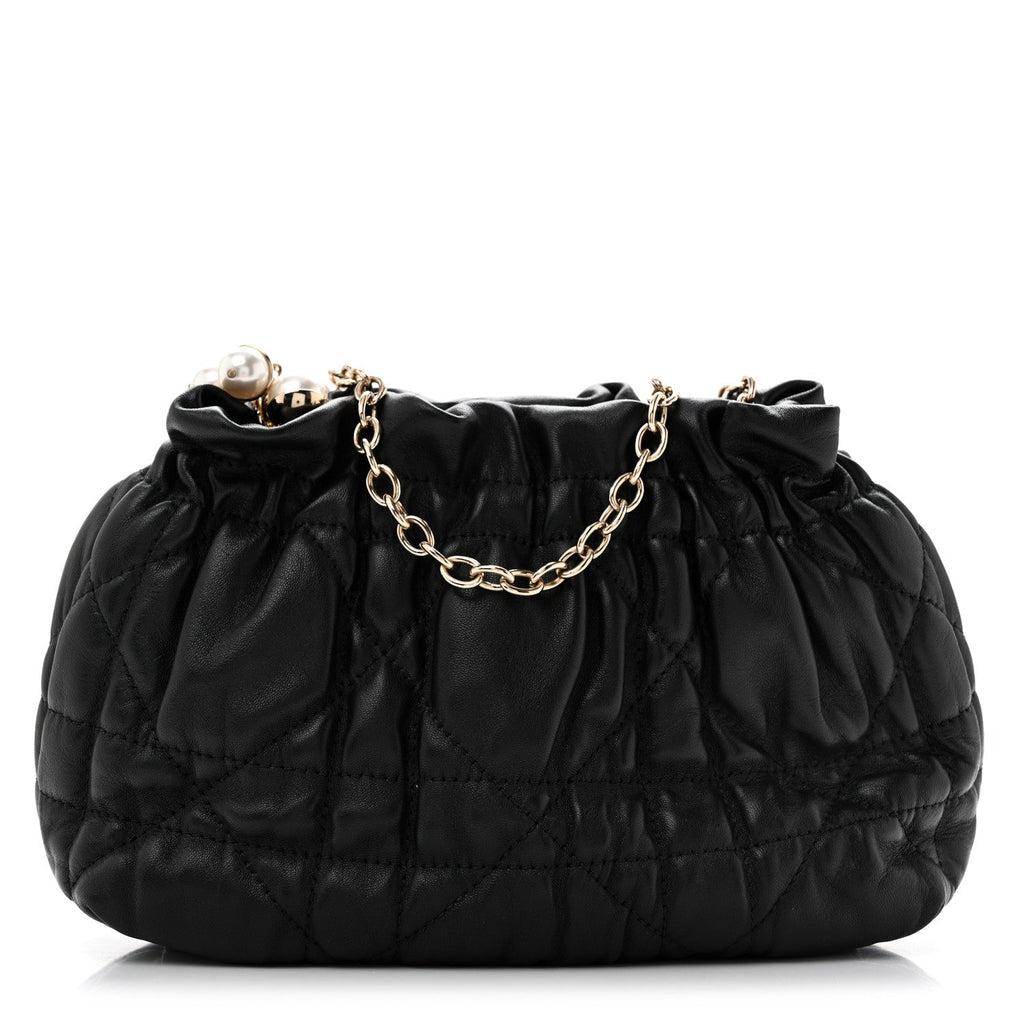Gaufre Lambskin Cannage Delices Mini Bag Black
