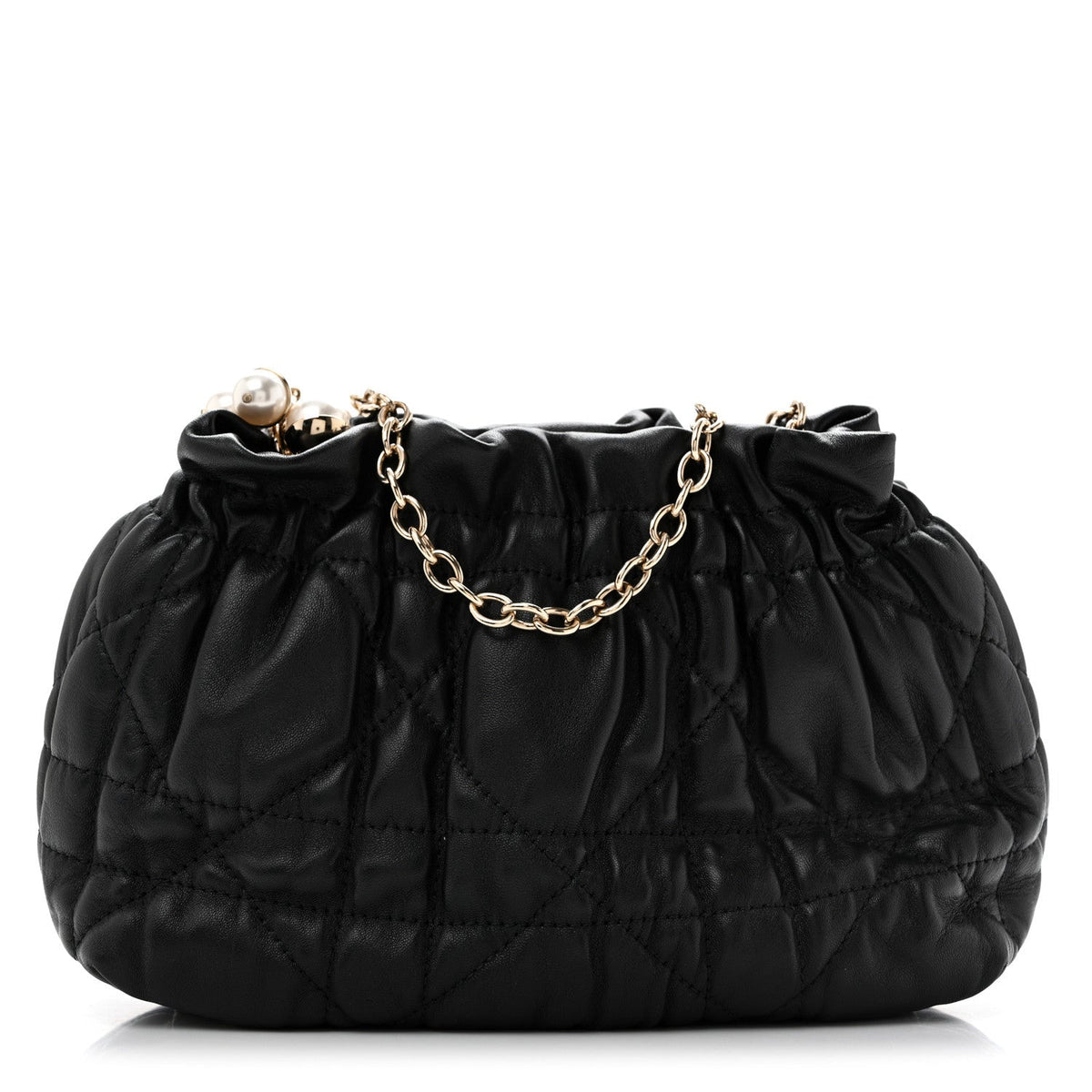 Gaufre Lambskin Cannage Delices Mini Bag Black