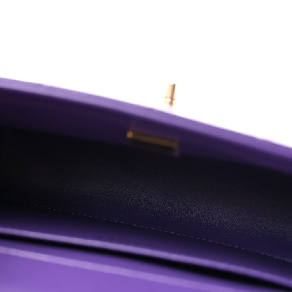 Calfskin Quilted Perfect Fit Flap Purple