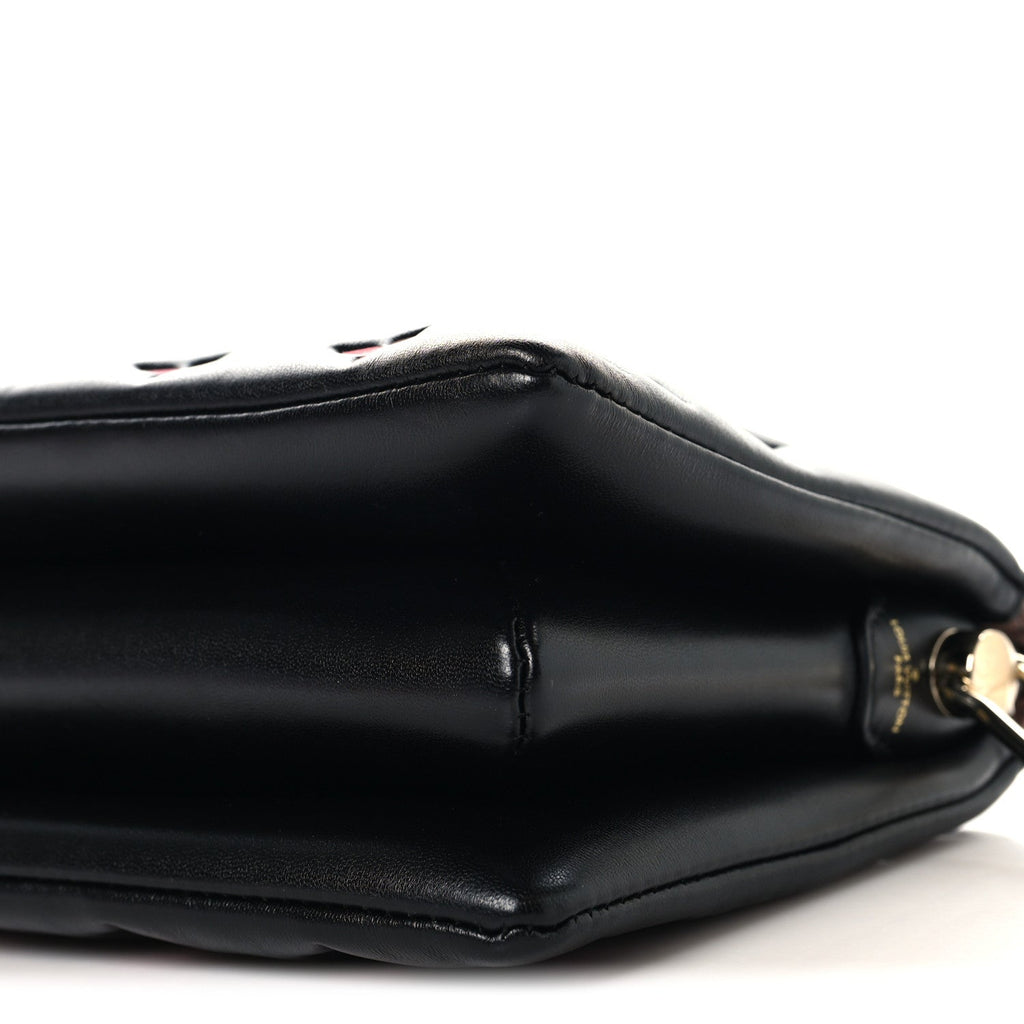 Lambskin Embossed Monogram LV Ski Coussin BB Black Rose