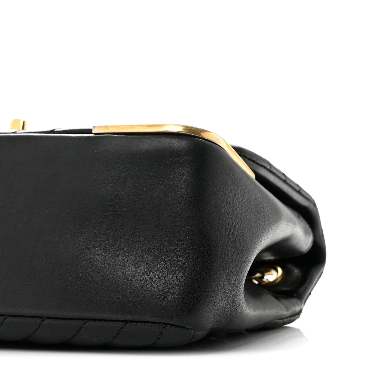Calfskin Chevron Quilted Mini Rock The Corner Flap Black