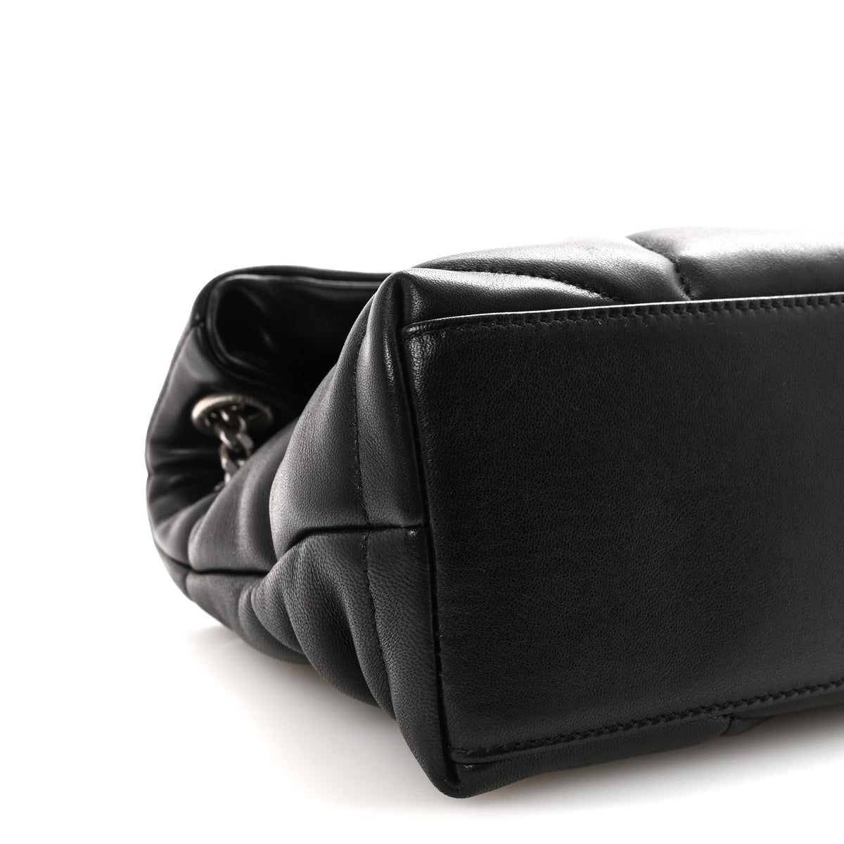Lambskin Quilted Small Loulou Puffer Monogram Chain Satchel Black