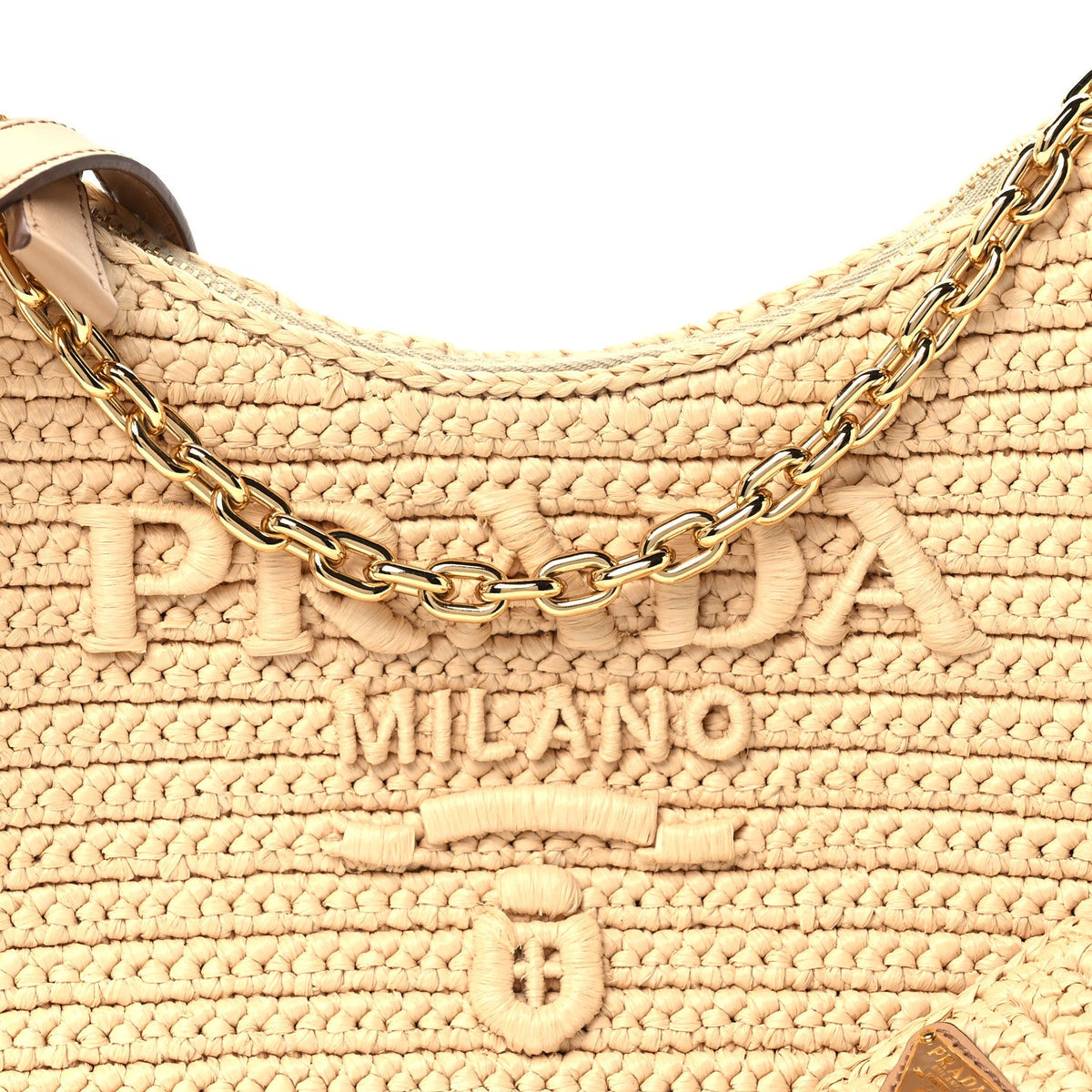 Yarn Raffia Effect Crochet Mini Re-Edition 2000 Shoulder Bag Naturale