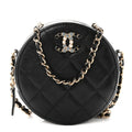 Caviar Quilted Gripoix CC Round Clutch With Chain Black
