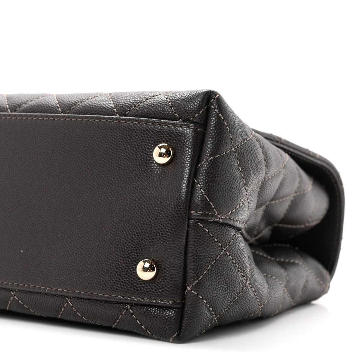 Caviar Quilted Small Coco Handle Flap Dark Brown