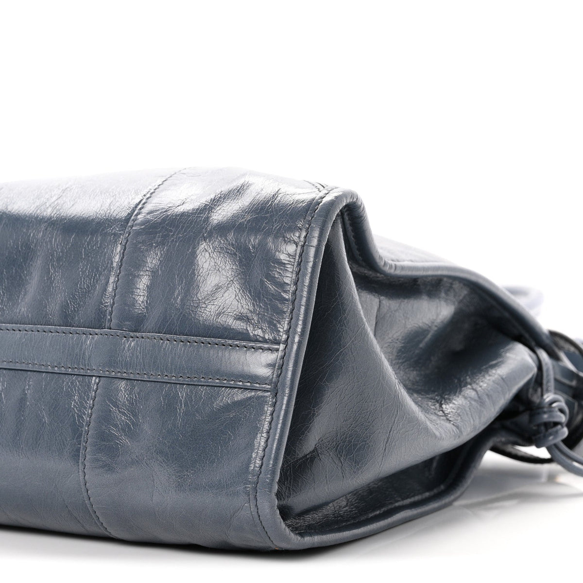 Glossy Calfskin Triangle Large Bonnie Shoulder Bag Air Force Blue