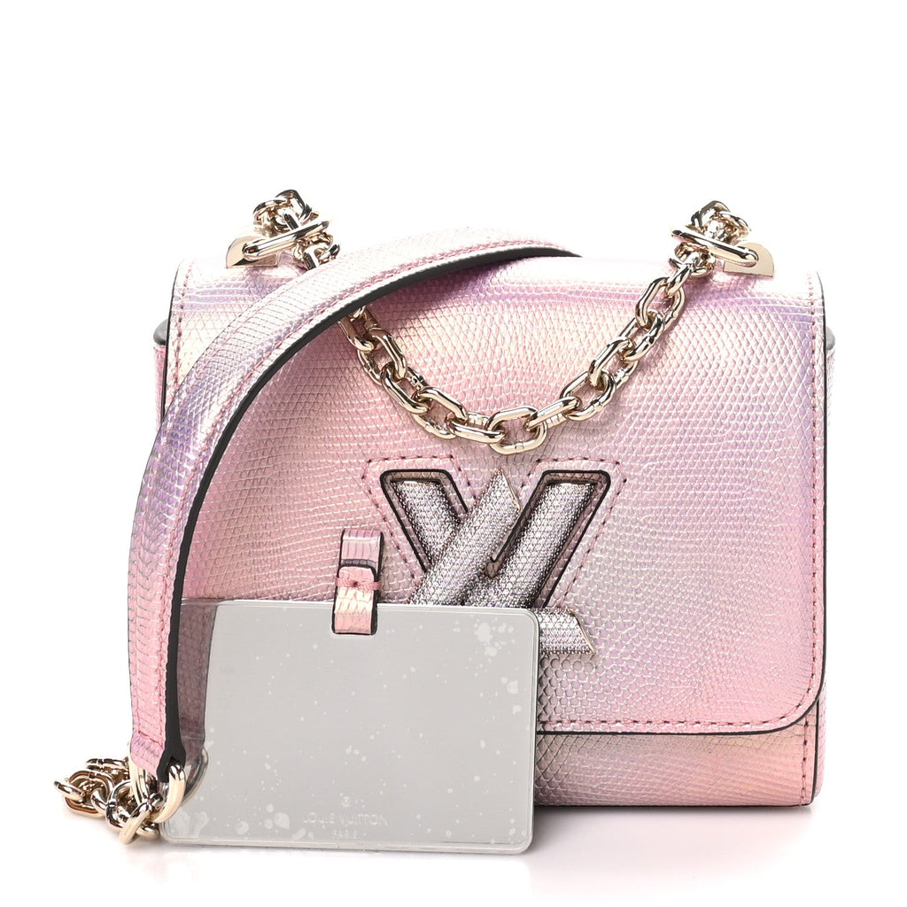 Iridescent Lizard Mini Swarovski Twist Shoulder Bag Pink