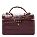 Calfskin Crocodile Embossed Crococo Exoticoco Vanity With Chain Dark Burgundy