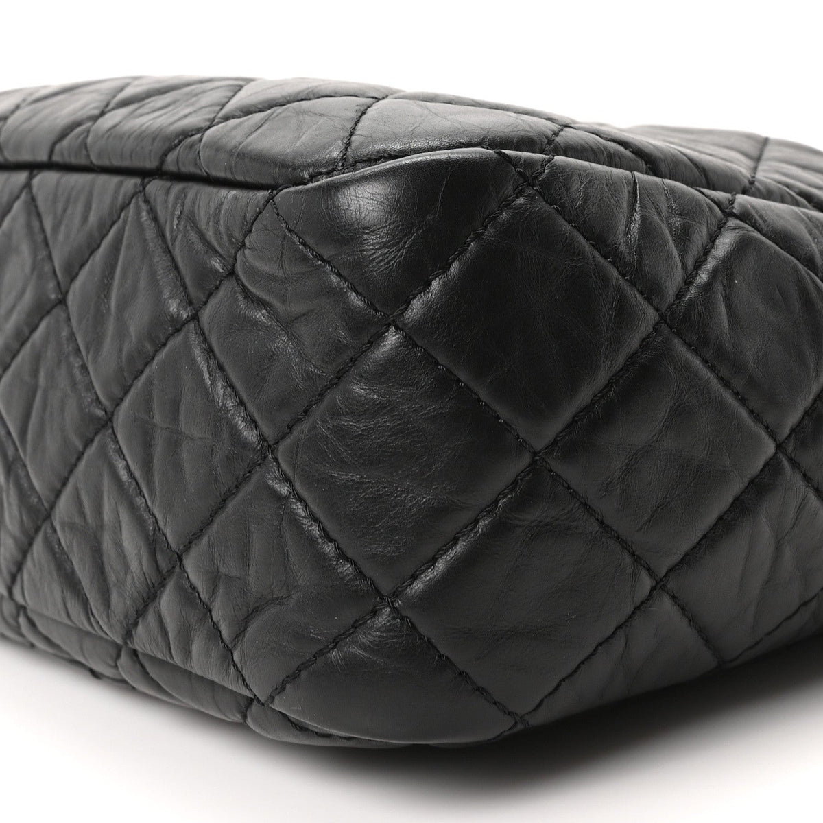 Aged Calfskin Quilted Large Reissue Camera Case Black Black