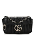 Calfskin Matelasse Aria Super Mini GG Marmont Shoulder Bag Black