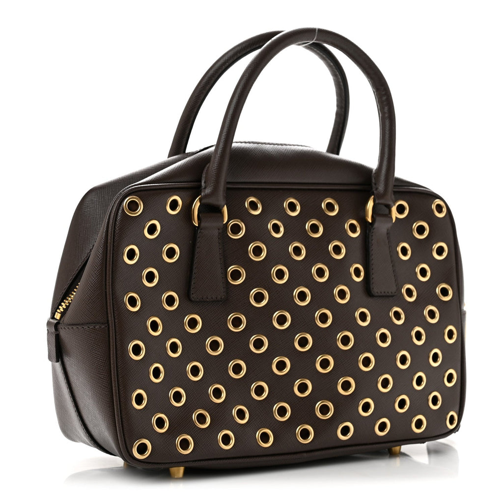 Saffiano Grommets Bowler Caffe