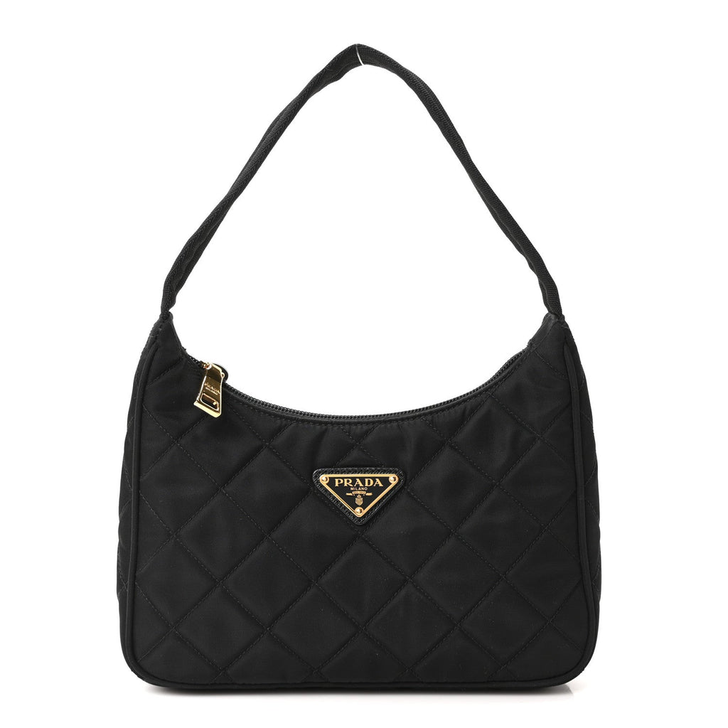 Tessuto Nylon Stitched Shoulder Bag Black
