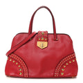 Saffiano Studded Bijou Tote Red