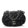 Washed Lambskin Quilted Mini Chain Around Messenger Black