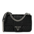 Soft Calfskin Impunture Diagramme Medium Chain Flap Shoulder Bag Black
