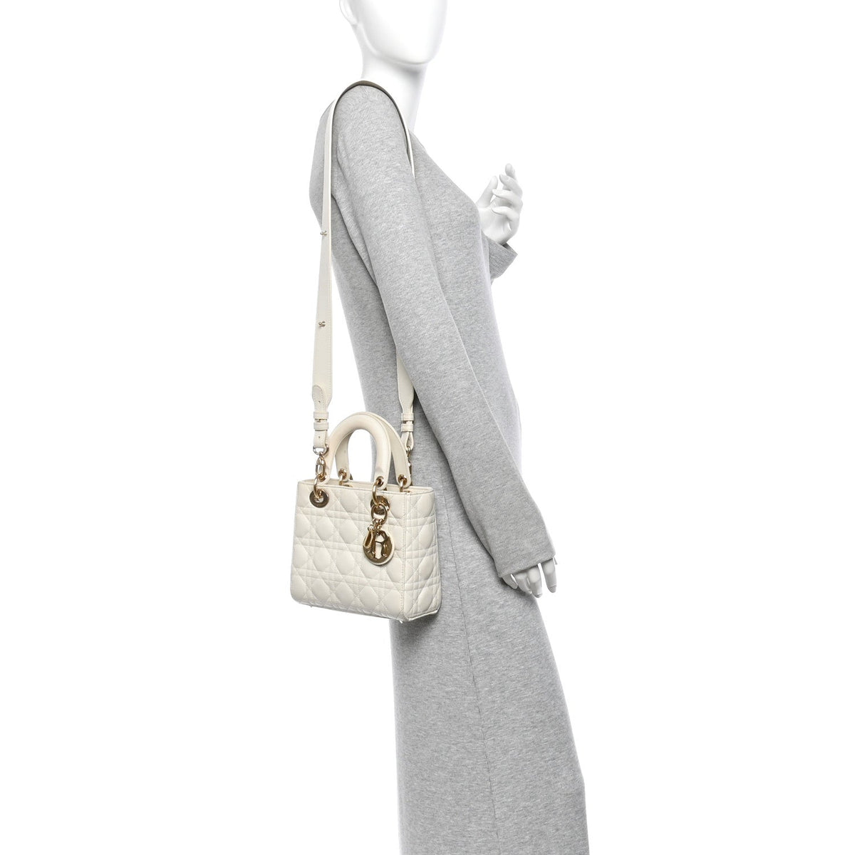 Lambskin Cannage Small My ABCDior Lady Dior White