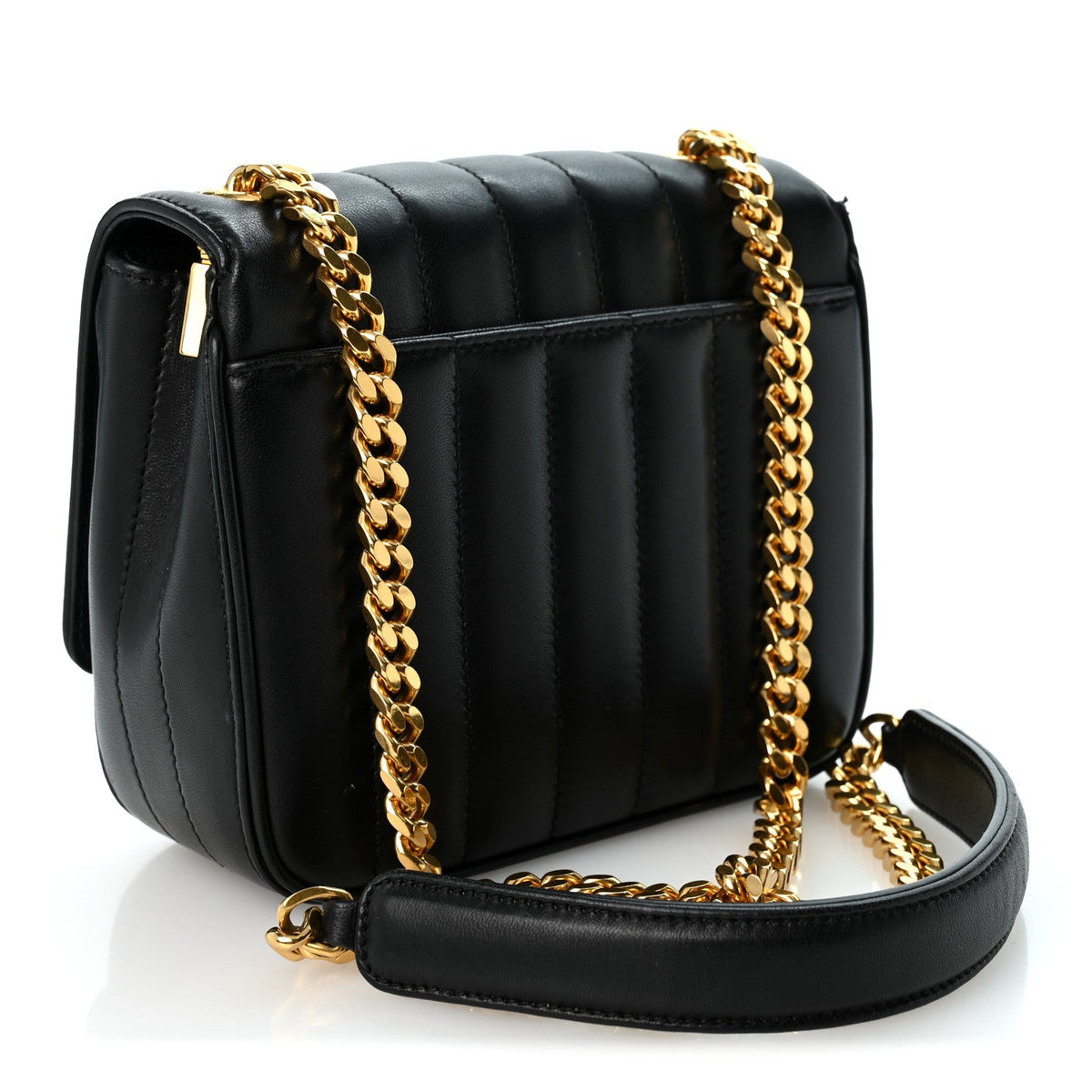 Lambskin Matelasse Monogram Small Vicky Chain Bag Black