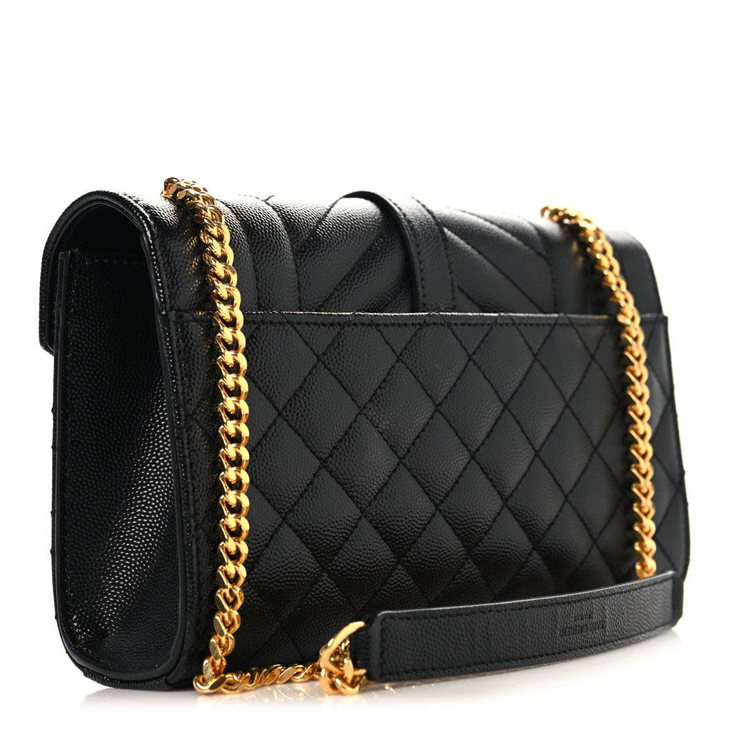 Grain De Poudre Textured Mixed Matelasse Triquilt Small Monogram Satchel Black