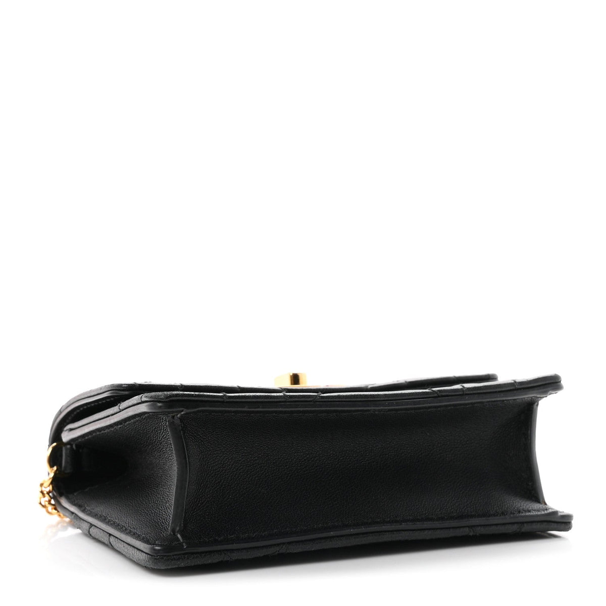 Lambskin Macrocannage Micro Miss Caro Pouch With Chain Black
