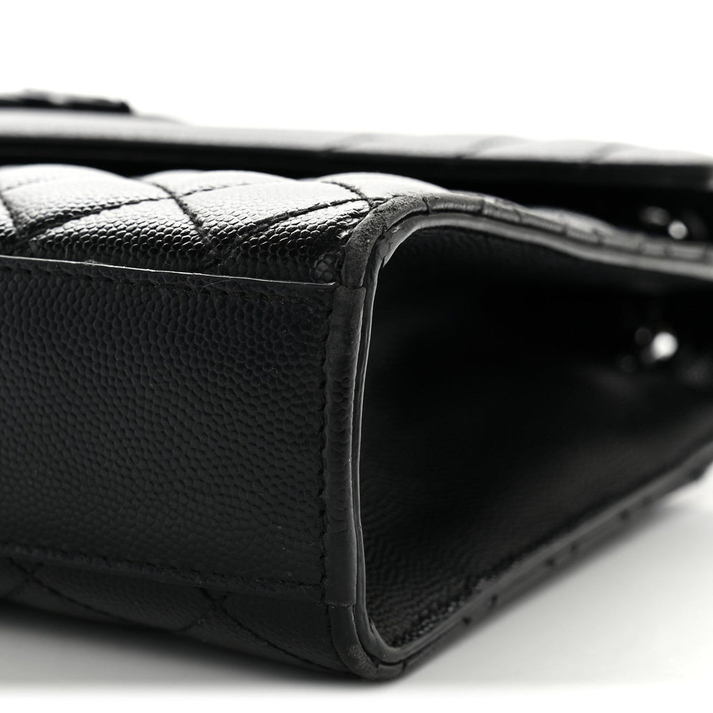 Grain De Poudre Textured Mixed Matelasse Triquilt Medium Monogram Monochrome Satchel Black