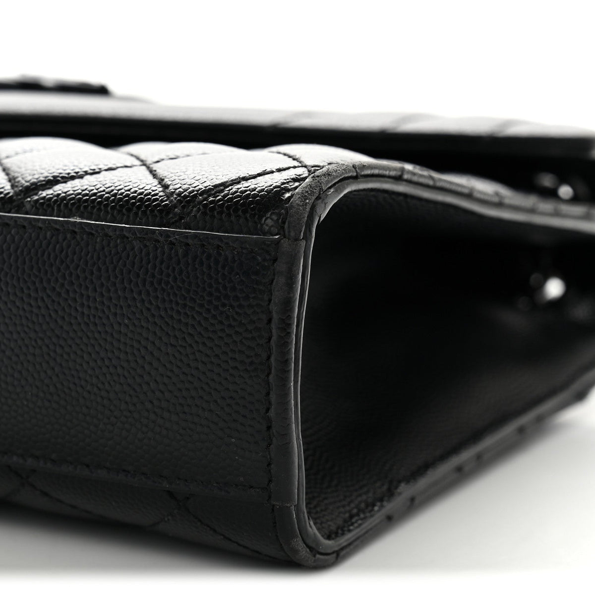 Grain De Poudre Textured Mixed Matelasse Triquilt Medium Monogram Monochrome Satchel Black