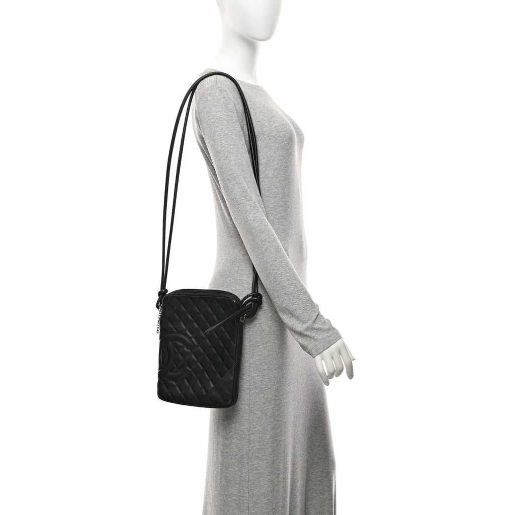 Calfskin Quilted Medium Cambon Messenger Black