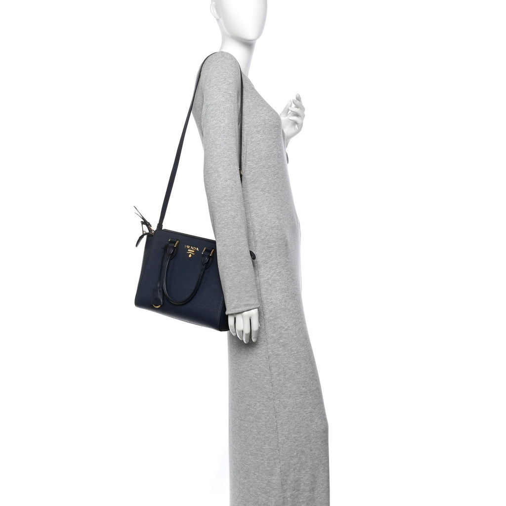 Saffiano Soft Calfskin Small Zippered Tote Baltico
