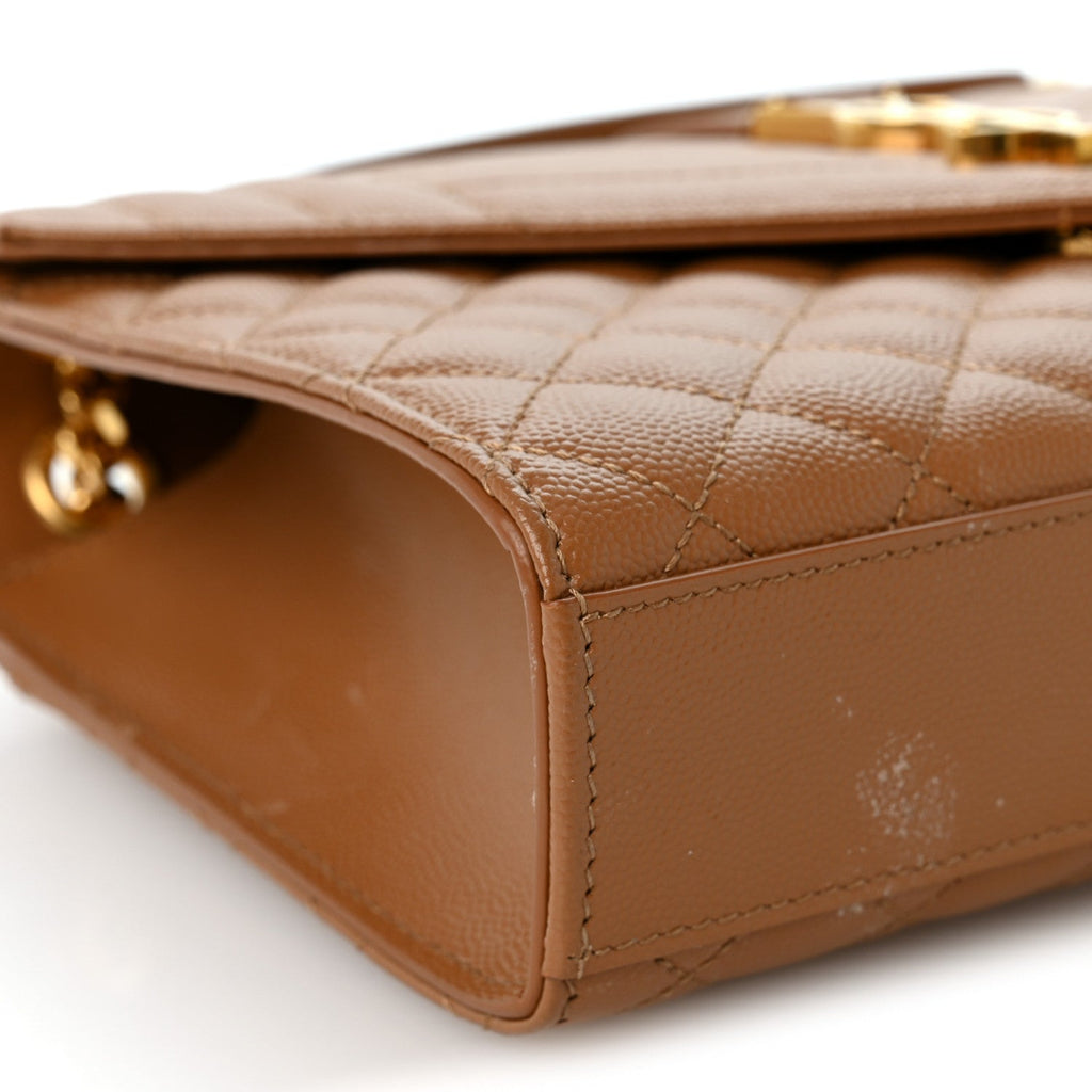Grain De Poudre Textured Mixed Matelasse Medium Triquilt Monogram Satchel Dark Natural