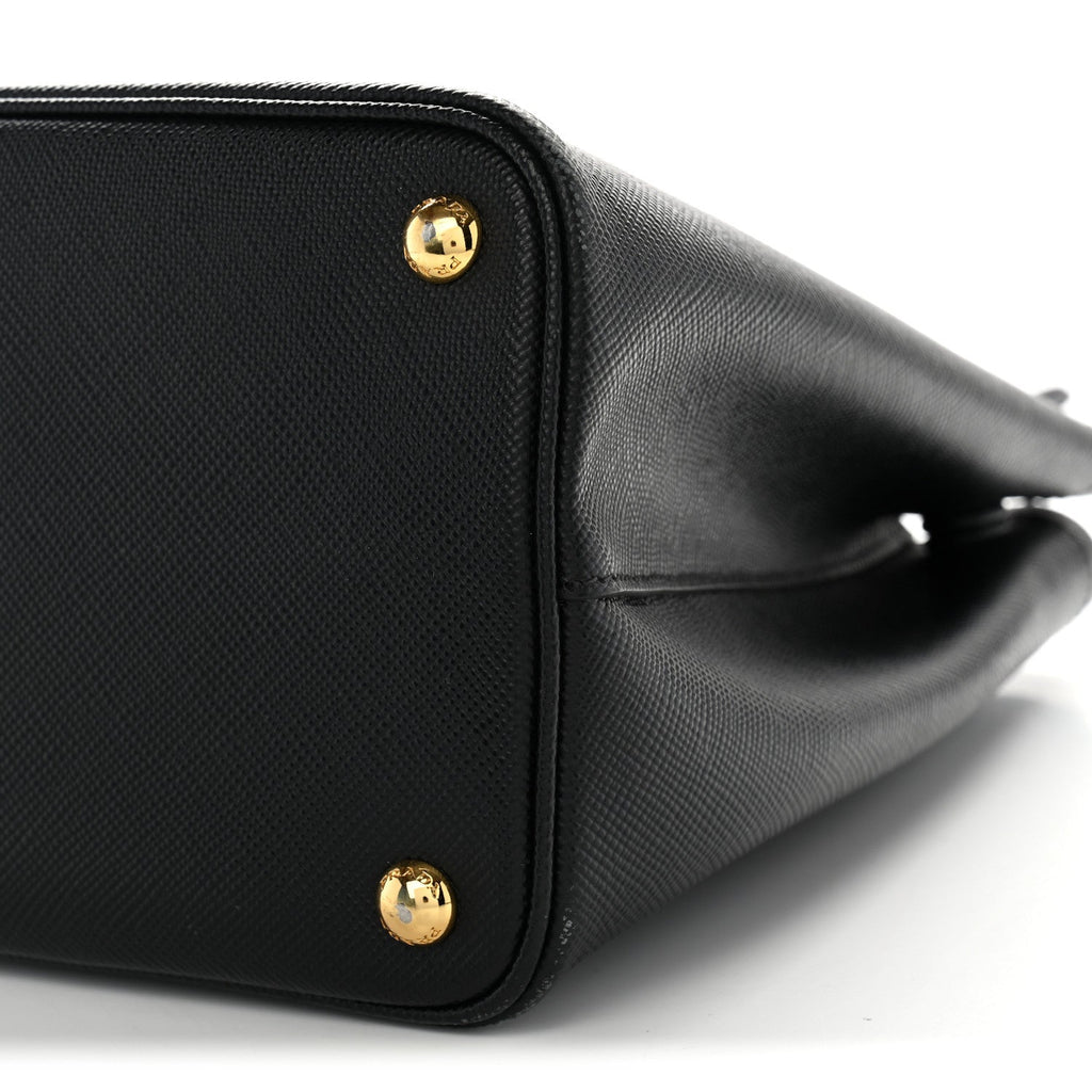 Saffiano Cuir Medium Double Bag Black Fuoco