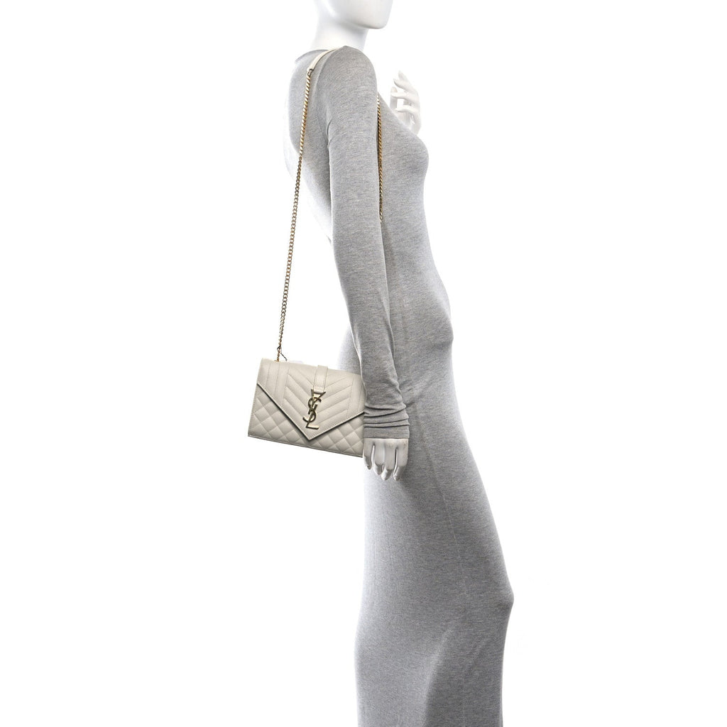 Grain De Poudre Textured Mixed Matelasse Triquilt Small Monogram Satchel Crema Soft