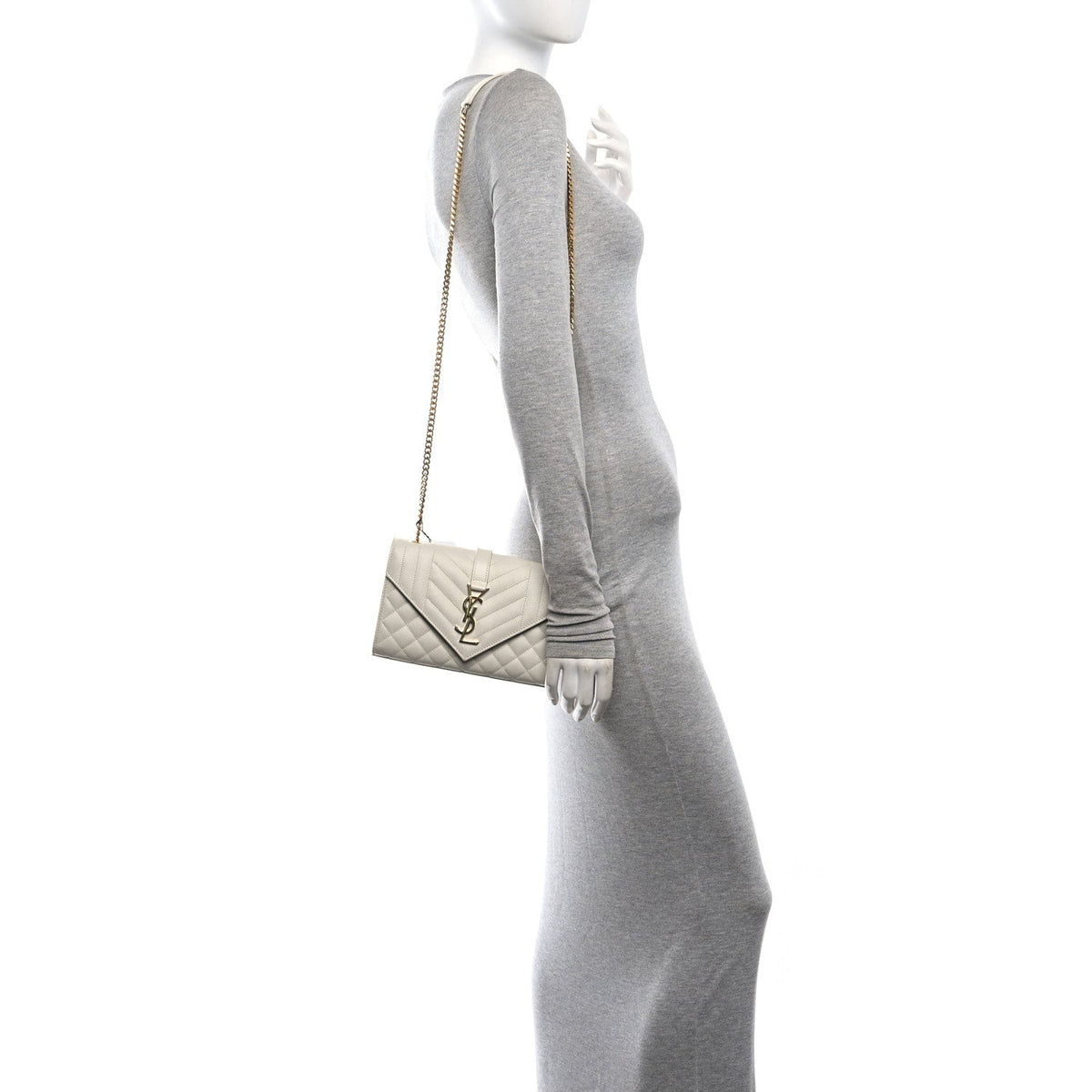 Grain De Poudre Textured Mixed Matelasse Triquilt Small Monogram Satchel Crema Soft