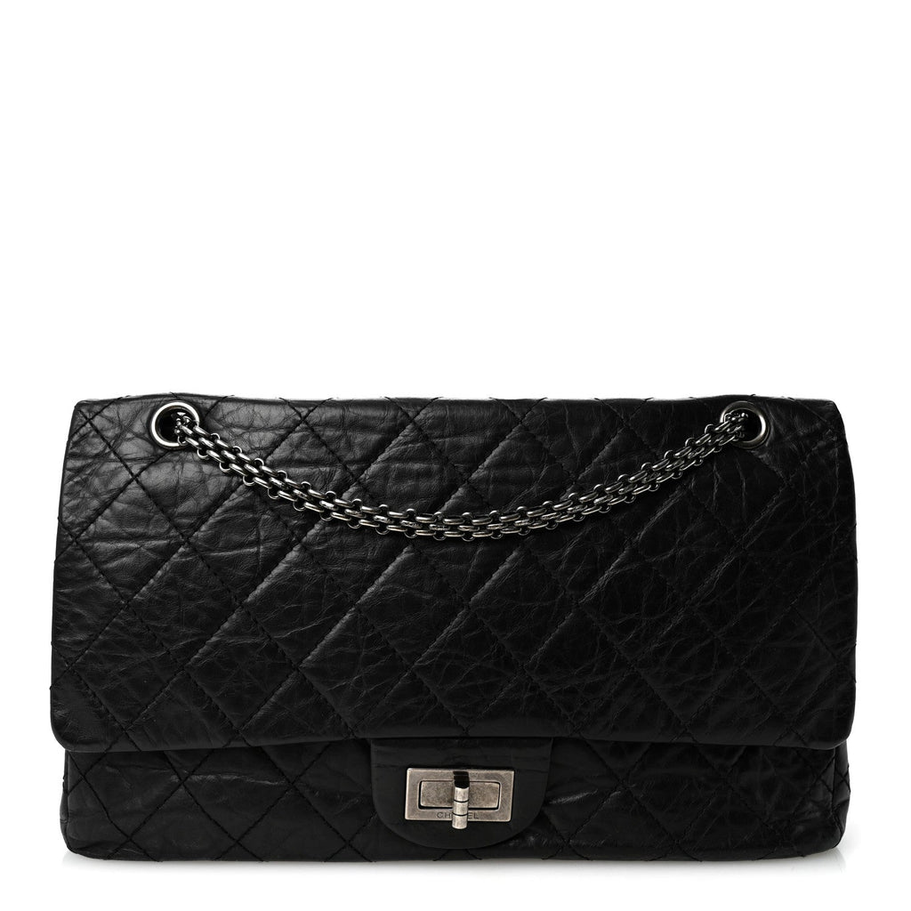 Aged Calfskin Quilted 2.55 Reissue 227 Flap Black