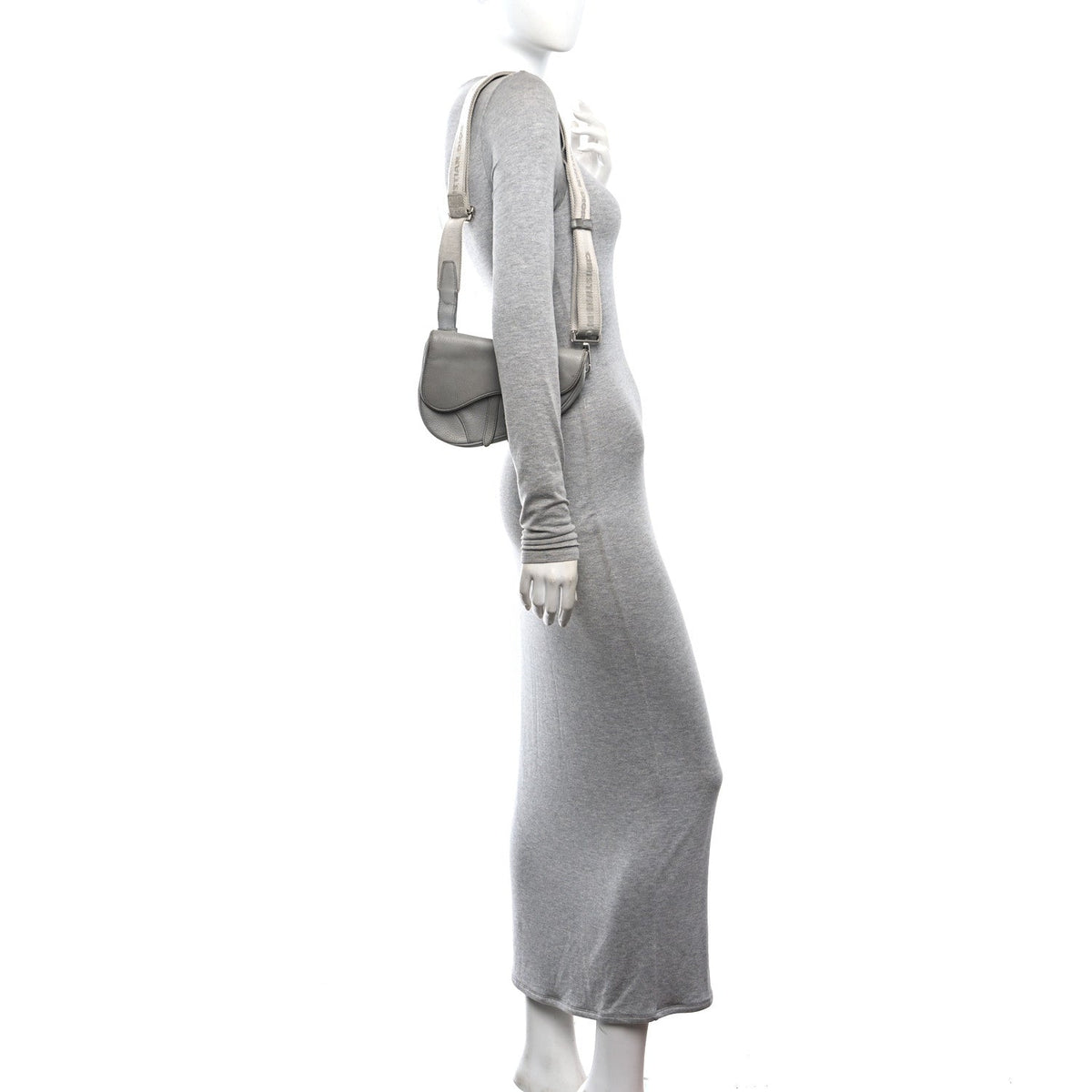 Grained Calfskin Mens Mini Saddle Bag Gray
