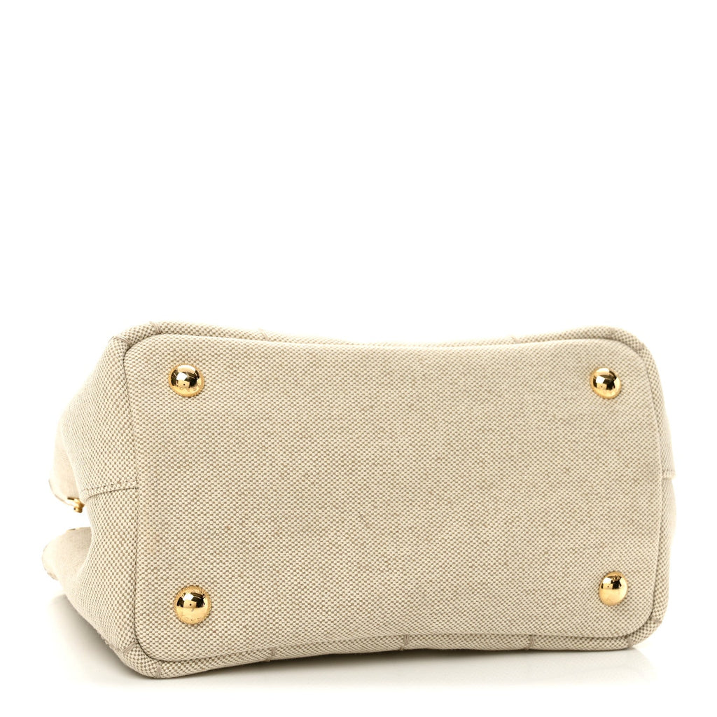 Canvas Mistolino Ricamo Small Logo Tote Naturale