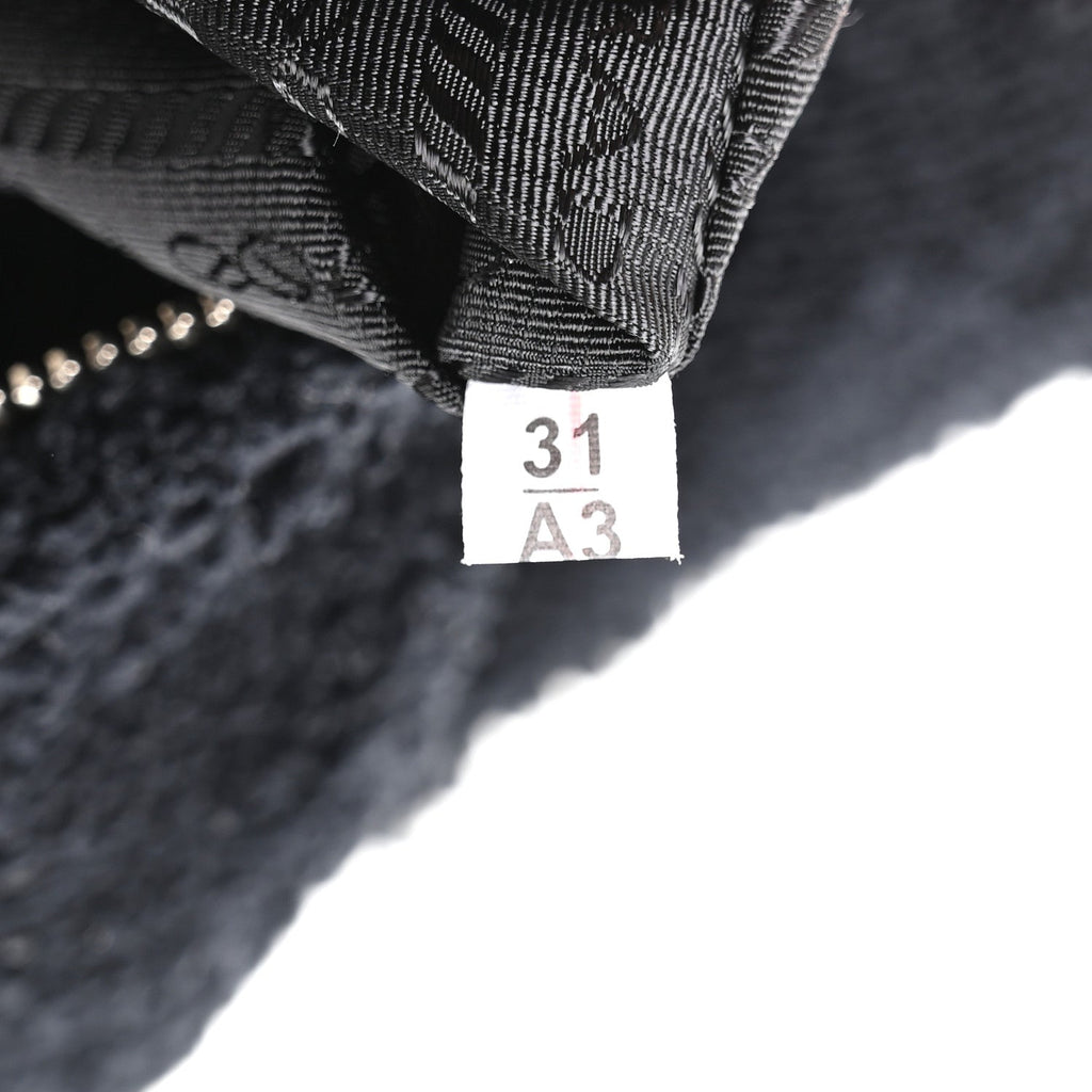 Terry Cloth Mini Re-Edition 2000 Bag Black White
