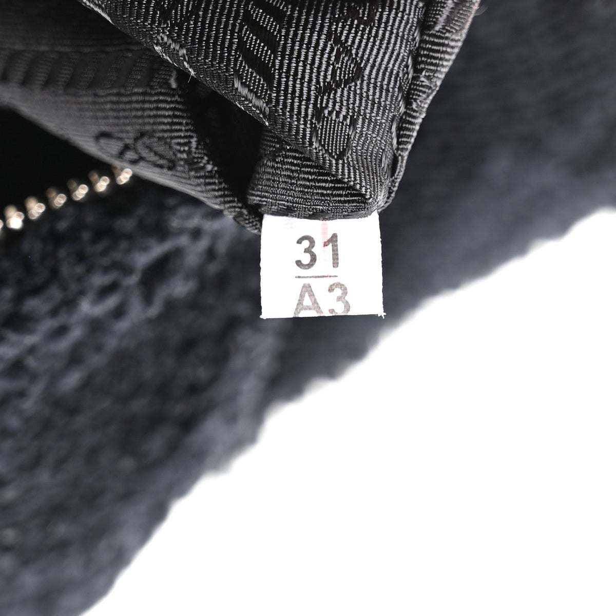 Terry Cloth Mini Re-Edition 2000 Bag Black White