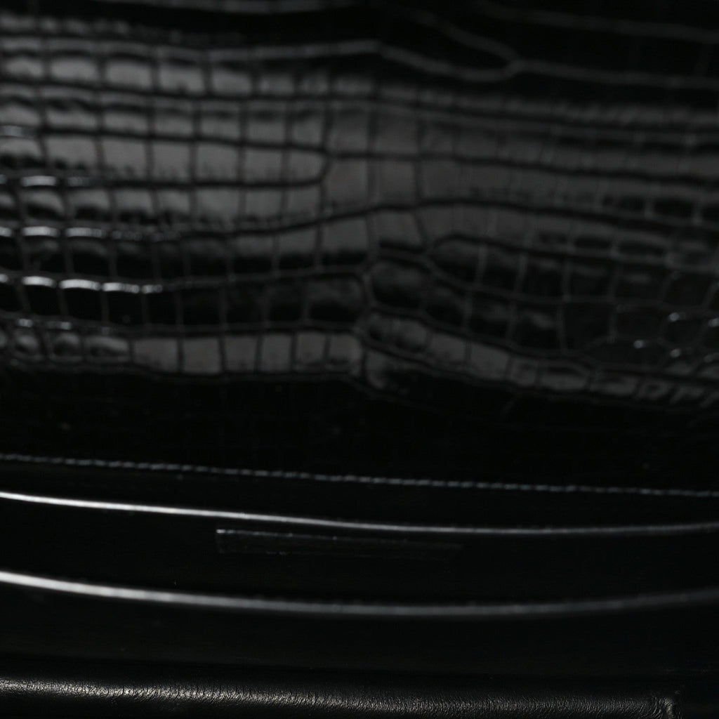 Calfskin Crocodile Embossed Medium Monogram Sunset Black