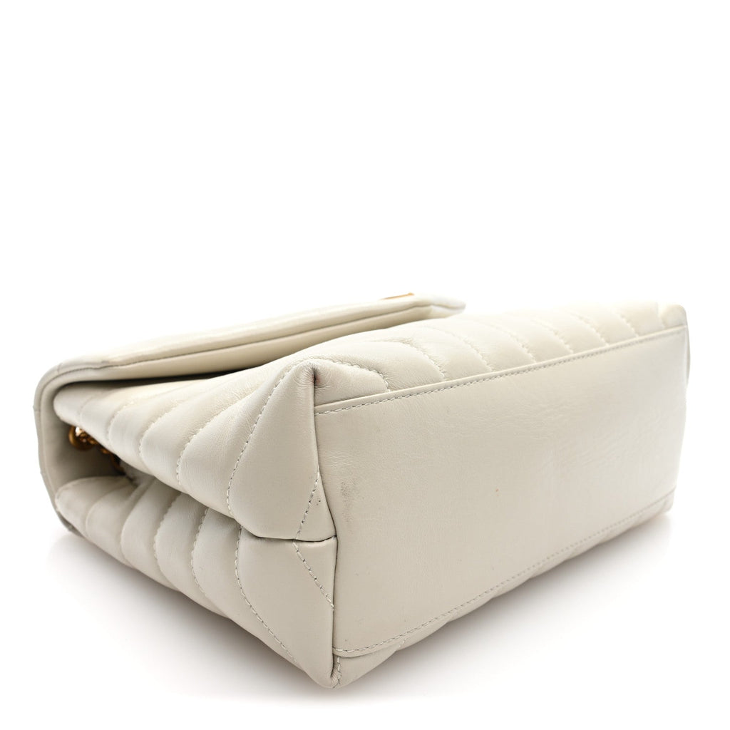 Calfskin Y Quilted Monogram Small Loulou Chain Satchel Crema Soft