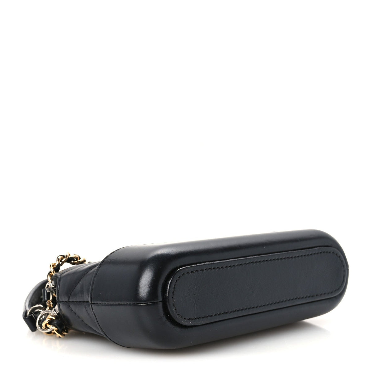 Aged Calfskin Chevron Quilted Small Gabrielle Clutch With Chain Black