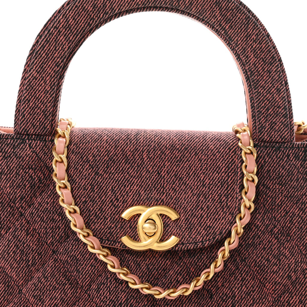 Denim Quilted Nano Kelly Shopper Orange Black