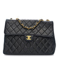 Lambskin Quilted Jumbo Single Flap Black