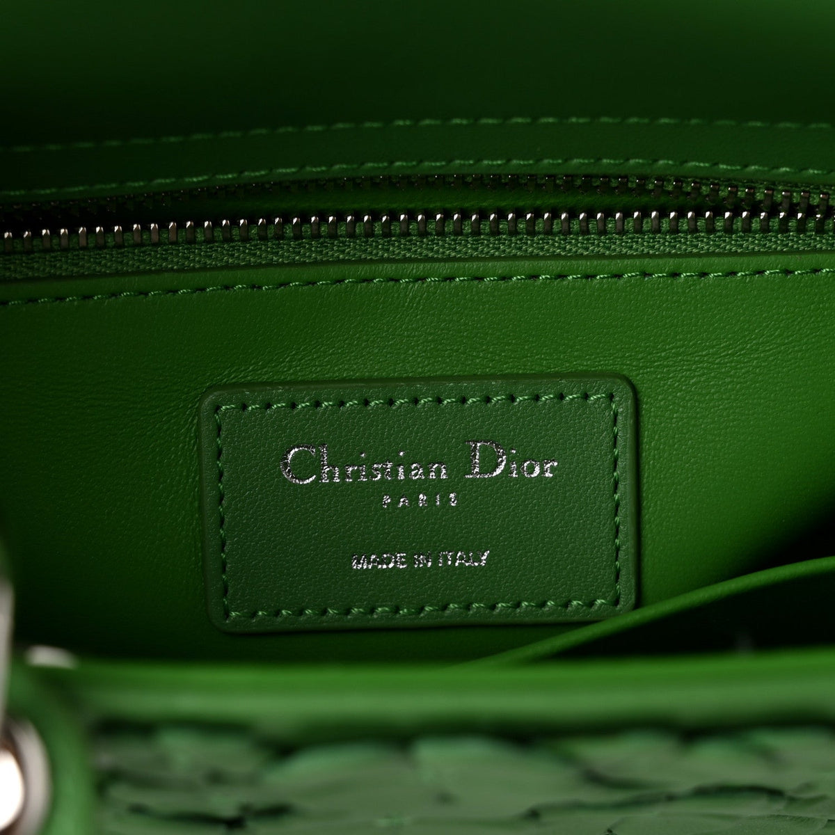 Lambskin Clover Allover Embroidered Mini Lady Dior Lucky Green