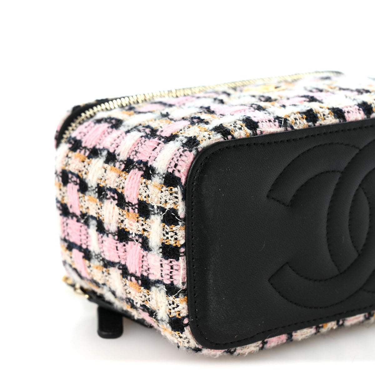 Tweed Pearl Crush Small Vanity Case With Chain Pink Multicolor