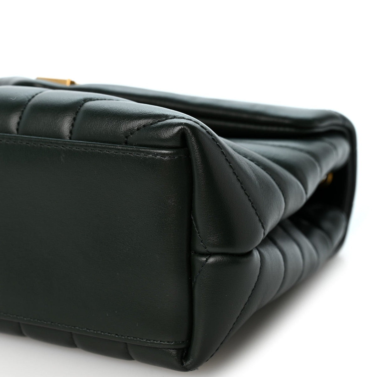Calfskin Y Quilted Monogram Small Loulou Chain Satchel Vert Fonce