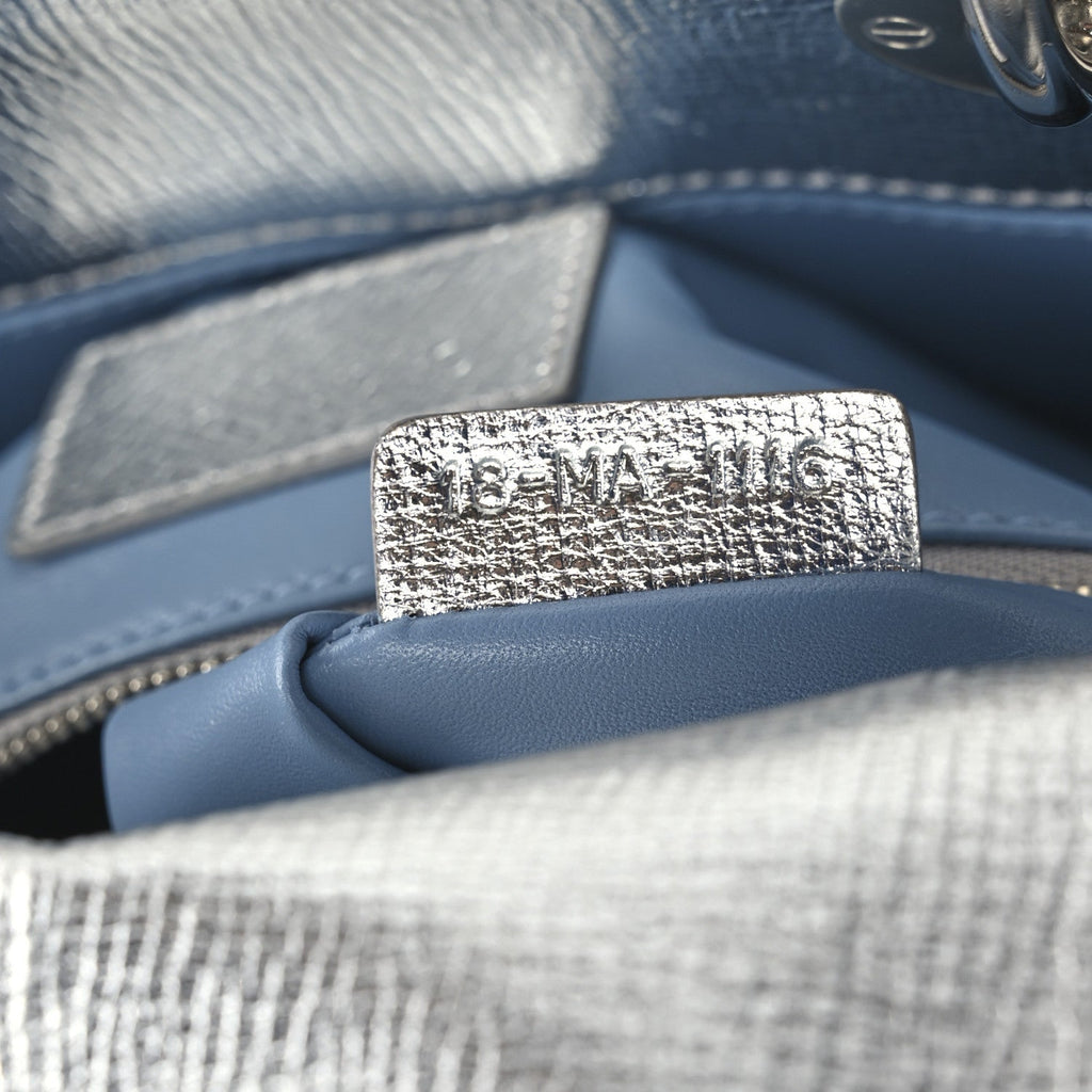 Metallic Grained Calfskin Cannage Small Lucky Badges My Lady Dior Silver
