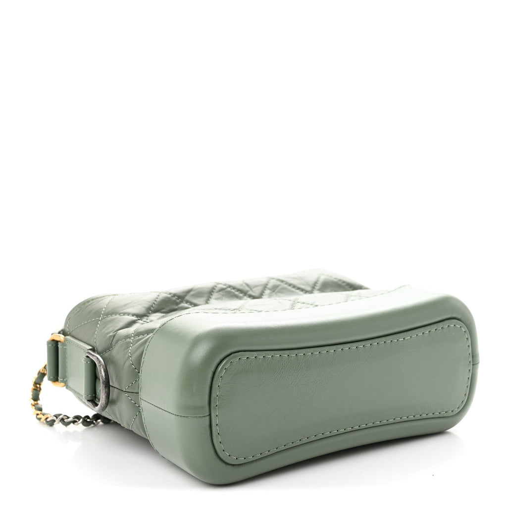Aged Calfskin Quilted Small Gabrielle Hobo Dark Green
